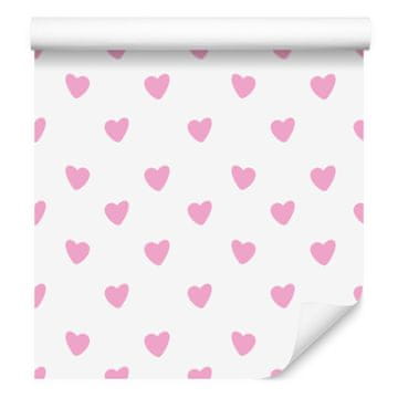 Tapeta sa srcima, bijela i puderasto ružičasta, 50x1000 cm