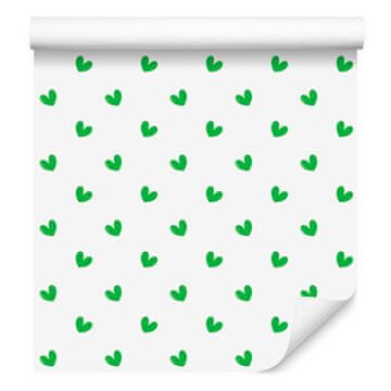 Tapeta srca bijela, menta i zelena 50x1000 cm