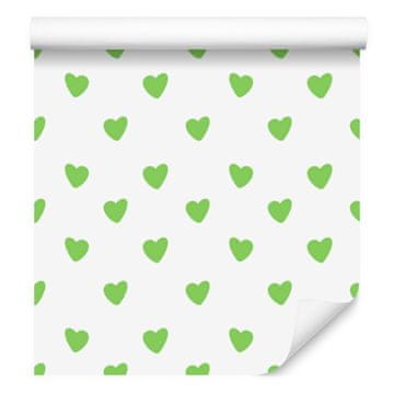 Tapeta sa srcima, bijela i limeta, 50x1000 cm