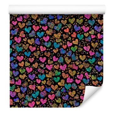 Neonska tapeta s glitter srcima u oker boji 50x1000 cm