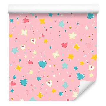 Tapeta Love, puderasto ružičasta i koraljna, 50x1000 cm