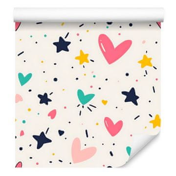 Tapeta Love bijela, koraljna i svijetlosiva 50x1000 cm