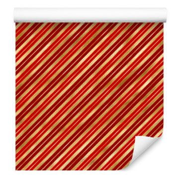 Božićna tapeta s prugama, crvena i narančasta, 50x1000 cm