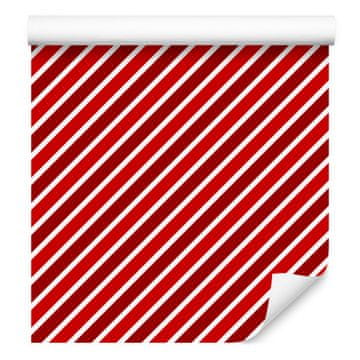 Božićna prugasta tapeta crvena i koraljna, crvena pozadina 50x1000 cm