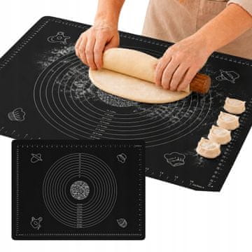 GE SILIKONSKA PLOČA XXL 70X50 CM CRNA KUHINJSKA PODLOGA S GRADUACOM