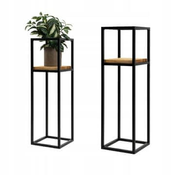 DE STOJEĆA CVJETNJAK Metalni Loft Crna Moderna Drvena Anet M 22x22x75