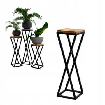 DE STOJEĆA CVJETNJAK Metalni Loft Crni Svijetlo Drveni Moderni Vichy S 19x19x62