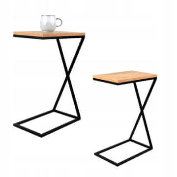 DE Vaš Loft Design pomoćni stolić crni drveni Monte 40x25x60
