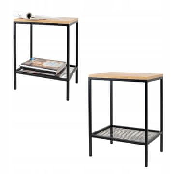 DE Vaš Loft Design Metalni Noćni Ormarić Svijetlo Drvo Hrast Viso 40x30x52