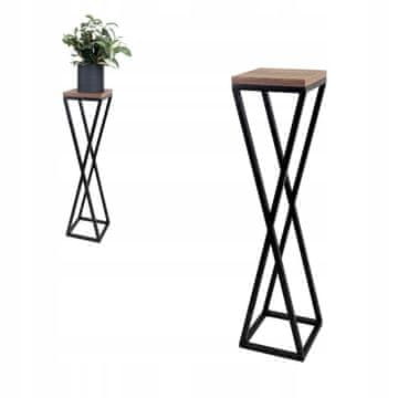 DE STOJEĆA CVJETNJAK Metal Tamno Drvo Crna Moderna Vichy M 19x19x77