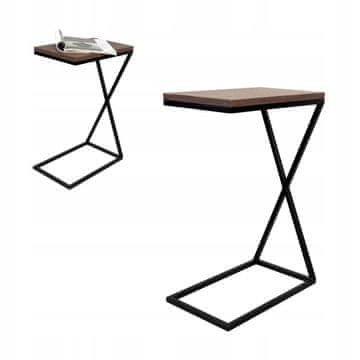 DE Vaš Loft Design pomoćni stolić od crnog i tamnog drva Monte 40x25x60