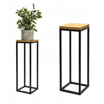 DE STOJEĆA CVJETNJAK Metalni Loft Crno Svijetlo Drvo Laval S 19x19x62 cm