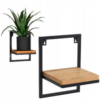 DE STALAK ZA CVIJEĆE Viseći stalak za cvijeće Metalni s drvenim crnim staklom V 23x20x30
