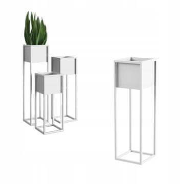 DE Metalni poklopac za posudu za cvijeće Bijeli Loft Nantes M 23x23x75