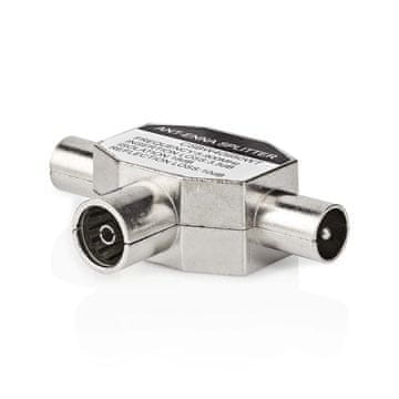 Nedis Satelitski i antenski adapter | 2x koaksijalni muški | IEC (koaksijalni) ženski | Niklani | 75 Ohm | T-razdjelnik | Metal | Bijeli | 1 kom. | Kutija