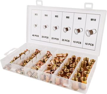 Kraft&Dele Set čeličnih zakovnih matica M3-M10 150 kom KD12676