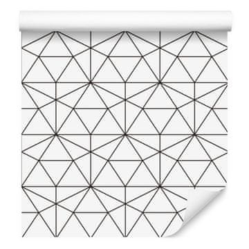 Bijele tapete s geometrijskim uzorkom za dnevni boravak i spavaću sobu 50x1000 cm