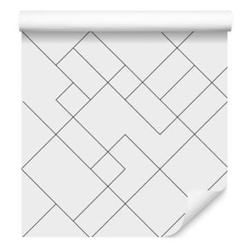 Bijele tapete s geometrijskim uzorkom za dnevni boravak i spavaću sobu 50x1000 cm