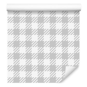 Moderne sivo-bijele kockaste tapete za dnevni boravak i spavaću sobu 50x1000 cm
