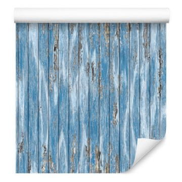 Plava tapeta s vintage drvenim daskama 50x1000 cm