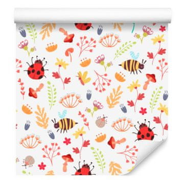 Tapeta s pčelama, leptirima, bubamarama i jesenskim biljkama 50x1000 cm