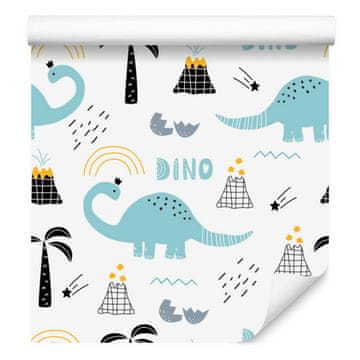 Fototapeta s dinosaurima, drvećem i prirodom za dnevni boravak i spavaću sobu 50x1000 cm