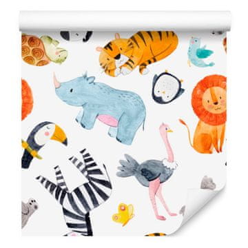 Tapeta sa šarenim safari životinjama za dnevni boravak i spavaću sobu 50x1000 cm