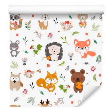 Tapeta s veselim šumskim životinjama za dnevni boravak i spavaću sobu 50x1000 cm