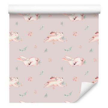 Tapeta Zečevi s cvijećem za dnevni boravak i spavaću sobu 50x1000 cm