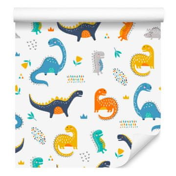 Tapeta s dinosaurima i cvijećem za dnevni boravak i spavaću sobu 50x1000 cm