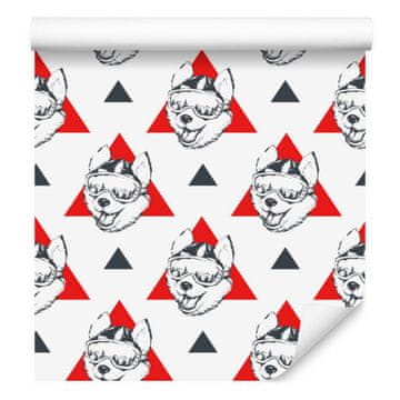 Tapeta s motivima pasa i trokuta za dnevni boravak i spavaću sobu 50x1000 cm