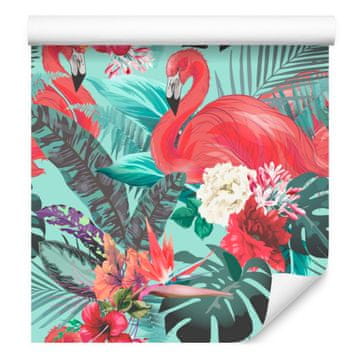 Tapeta Flamingo s cvijećem i prirodom za dnevni boravak i spavaću sobu 50x1000 cm