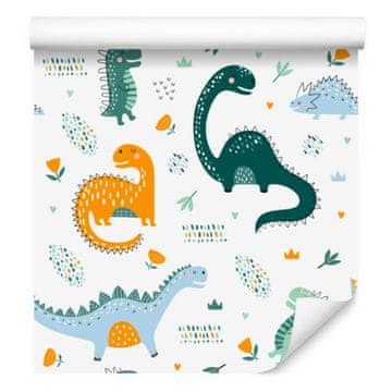 Fototapeta s lišćem i cvijećem dinosaura za dnevni boravak i spavaću sobu 50x1000 cm