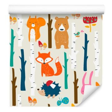 Tapeta s veselim šumskim životinjama za dnevni boravak i spavaću sobu 50x1000 cm