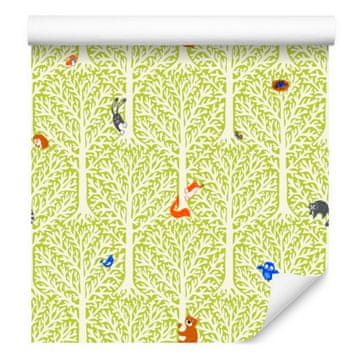 Fototapeta s motivima drveća i šarenih životinja za dnevni boravak i spavaću sobu 50x1000 cm