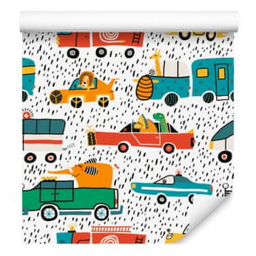 Tapeta sa šarenim automobilima i životinjama za dnevni boravak i spavaću sobu 50x1000 cm