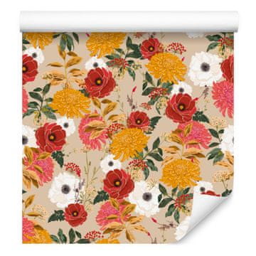 Tapeta šarenog cvijeća u retro stilu za dnevni boravak i spavaću sobu 50x1000 cm