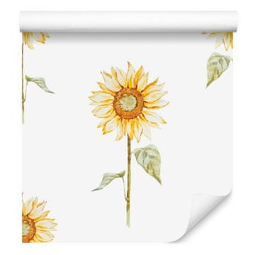 Vintage tapeta s oslikanim suncokretima 50x1000 cm