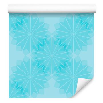 Tirkizna tapeta s geometrijskim cvijećem za dnevni boravak i spavaću sobu 50x1000 cm