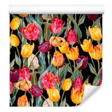 Tapeta s šarenim tulipanima za dnevni boravak i spavaću sobu 50x1000 cm