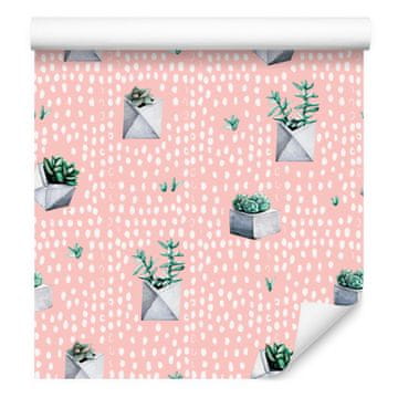 Tapeta Kaktusi u posudama za dnevni boravak i spavaću sobu 50x1000 cm