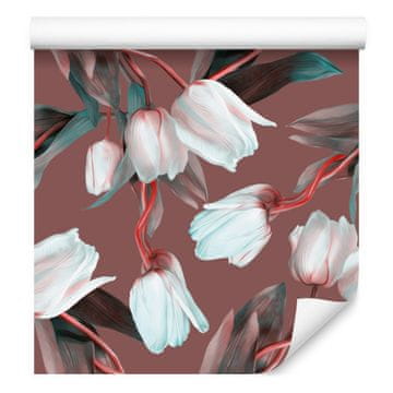 Tapeta tulipani s crvenim stabljikama za dnevni boravak i spavaću sobu 50x1000 cm