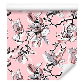 Tapeta s pastelnim cvijećem i magnolijom za dnevni boravak i spavaću sobu 50x1000 cm