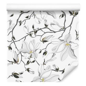 Tapeta s bijelim magnolijama za dnevni boravak i spavaću sobu 50x1000 cm