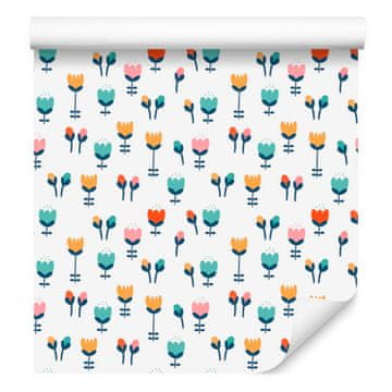 Tapeta s tulipani u skandinavskom stilu za dnevni boravak i spavaću sobu 50x1000 cm