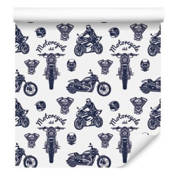 Tapeta s retro motociklima i natpisima za dnevni boravak i spavaću sobu 50x1000 cm