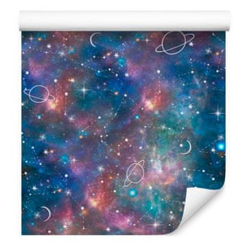 Fototapeta s galaksijom i oslikanim planetima za dnevni boravak i spavaću sobu 50x1000 cm