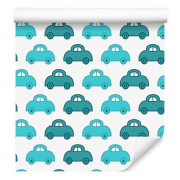 Plave tapete s motivom automobila za dnevni boravak i spavaću sobu 50x1000 cm
