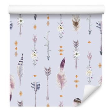 Boho tapeta s perjem za dnevni boravak i spavaću sobu 50x1000 cm