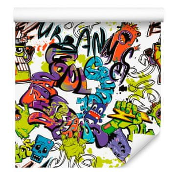 Graffiti tapeta sa šarenim motivima za dnevni boravak i spavaću sobu 50x1000 cm